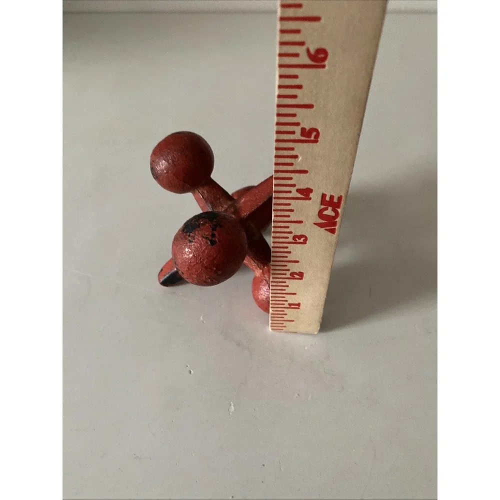 Cast Iron Red Jack Bookend Doorstop Heavy Duty Distressed Rusted Finish 5.5 in